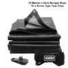 Black/silver heavy duty tarpaulin 1m x 1m with 10m of 6mm bungee rope & 10 tarp clips (screw type) kit new arrivals free shipping
