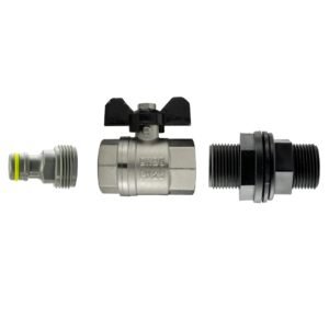 Water Butt Kit 1/2” BSP with Metal BSPF Bib Valve and Male