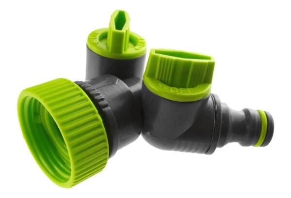 Double tap connector with valves lime – outdoor tap connector uk garden hose fitting garden hose connection set free shipping 9