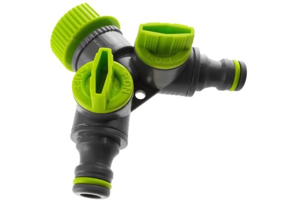 Double tap connector with valves lime – outdoor tap connector uk garden hose fitting garden hose connection set free shipping 7