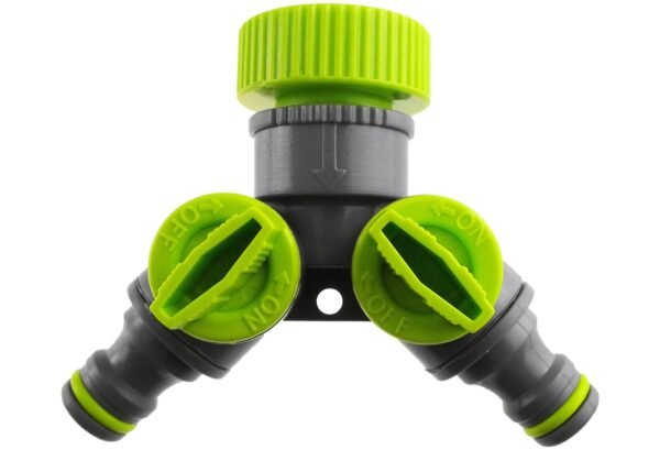 Double tap connector with valves lime – outdoor tap connector uk garden hose fitting garden hose connection set free shipping 5