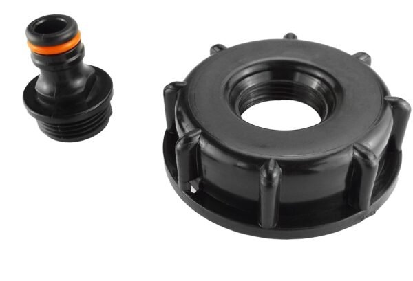 Ibc 2” s60x6 cap with male quick connector black – heavy duty pipe & hose fitting uk ibc tanks fittings free shipping 9