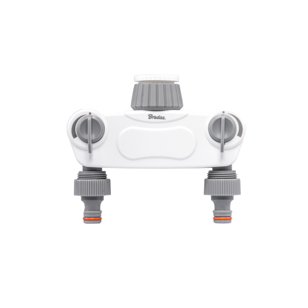 White line solid 2-way manifold with 1″ or 3/4″ tap valves – heavy duty outdoor garden tap uk garden hose connection set free shipping 9