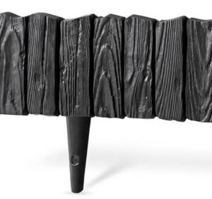 Lawn Edging, Plastic Palisade Wood Effect, 2.32m, Black
