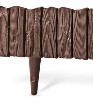 Lawn Edging, Plastic Palisade Wood Effect, 2.32m, Brown