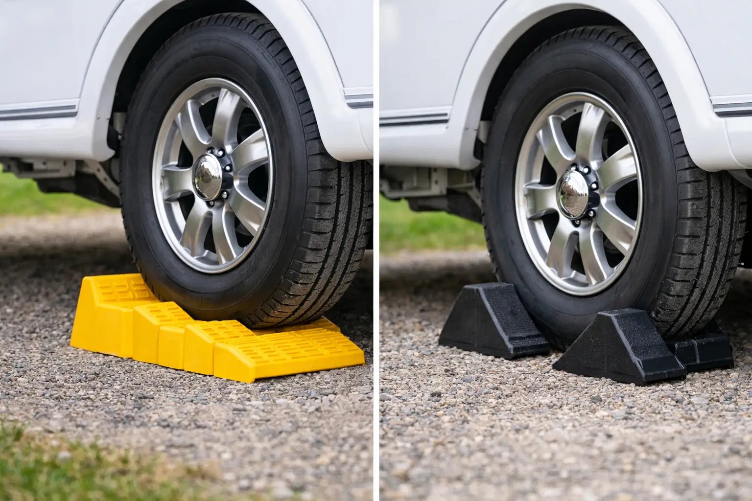 Caravan levelling ramps vs chocks 1 Caravan levelling ramps vs chocks