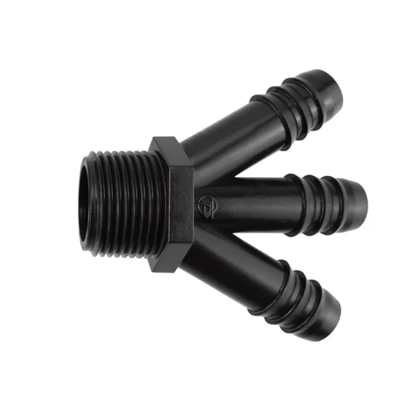 Three way y irrigation 16mm barbed - ¾ inch bspm connector – garden tool & accessory uk