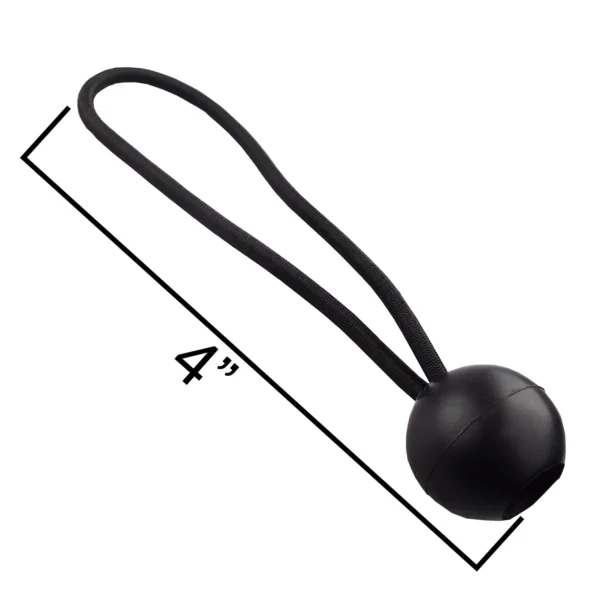 Black 4" bungee ball tarpaulin ties – heavy duty elastic tarp fasteners