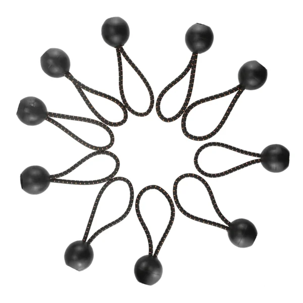 Black 4" bungee ball tarpaulin ties – heavy duty elastic tarp fasteners
