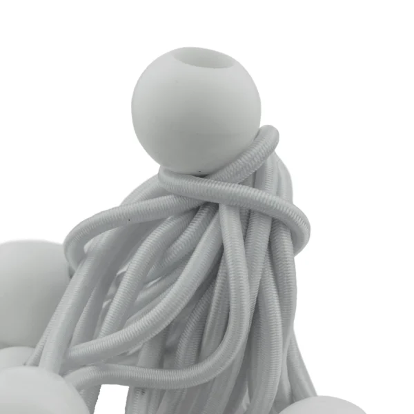 White 4" bungee ball tarpaulin ties – heavy duty elastic tarp fasteners