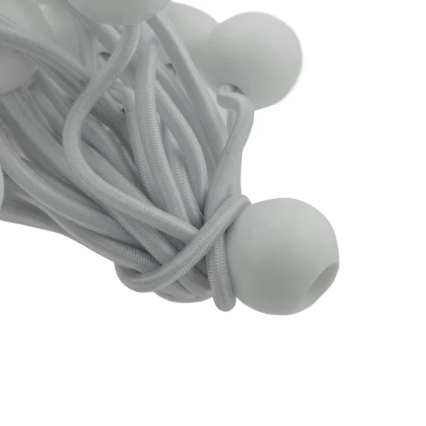 White 4" bungee ball tarpaulin ties – heavy duty elastic tarp fasteners