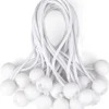 White 6" bungee ball tarpaulin ties – heavy duty elastic tarp fasteners