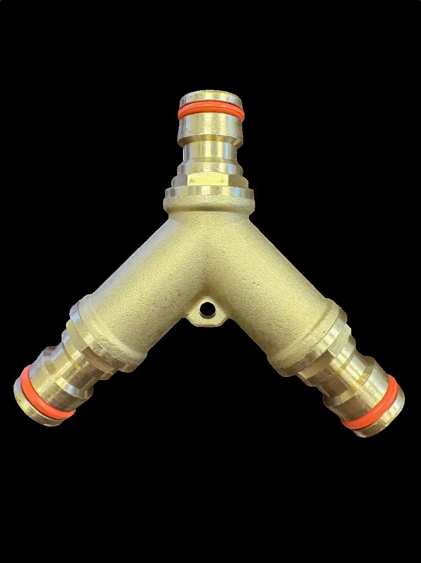 3 way male snap-on connector brass with valves – heavy duty outdoor garden tap uk