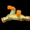 3 way male snap-on connector brass with valves – heavy duty outdoor garden tap uk