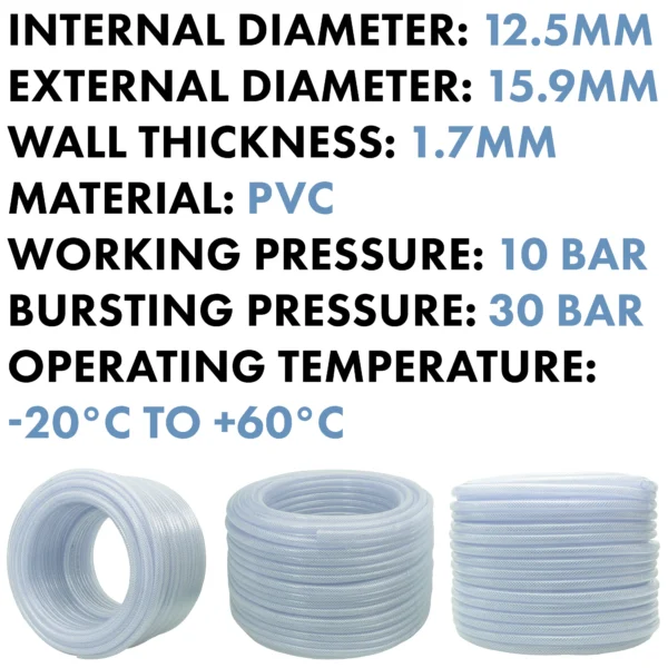 Clear braided pvc pipe 12. 5mm*1. 7mm, 1m – clear braided flexible pvc hose uk