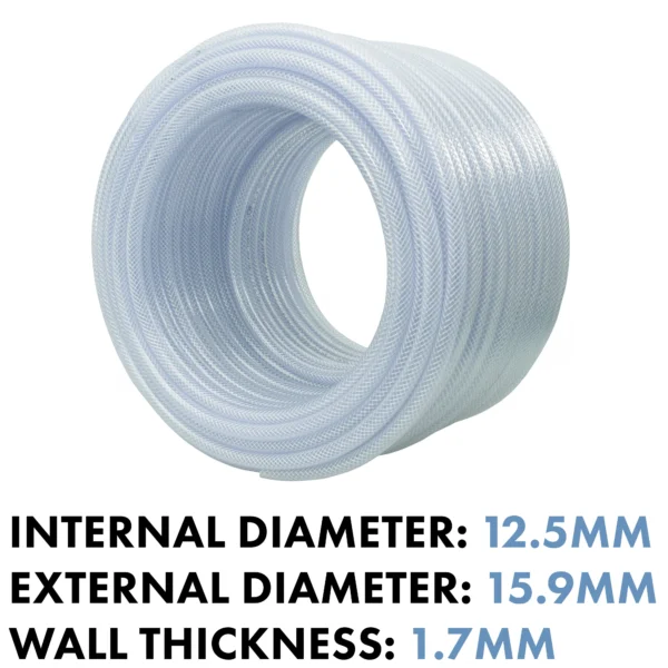 Clear braided pvc pipe 12. 5mm*1. 7mm, 1m – clear braided flexible pvc hose uk