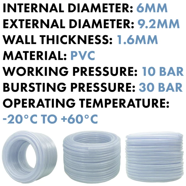Clear braided pvc pipe 6mm×1. 6mm – clear braided flexible pvc hose uk