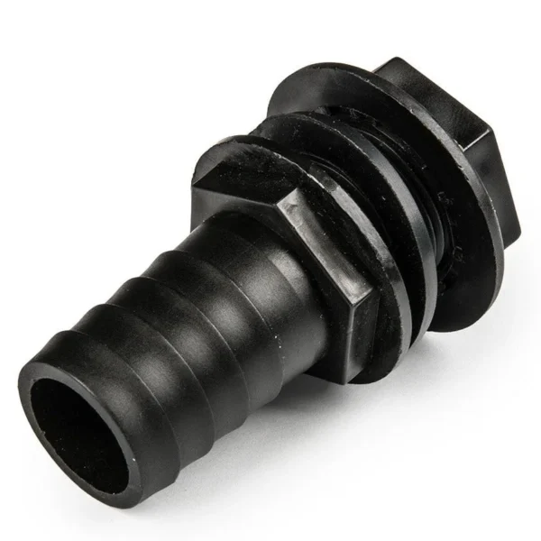 Tank connector with washer 3/4 inch bspm & 1 inch barb outlet – barbed hose pipe connector uk