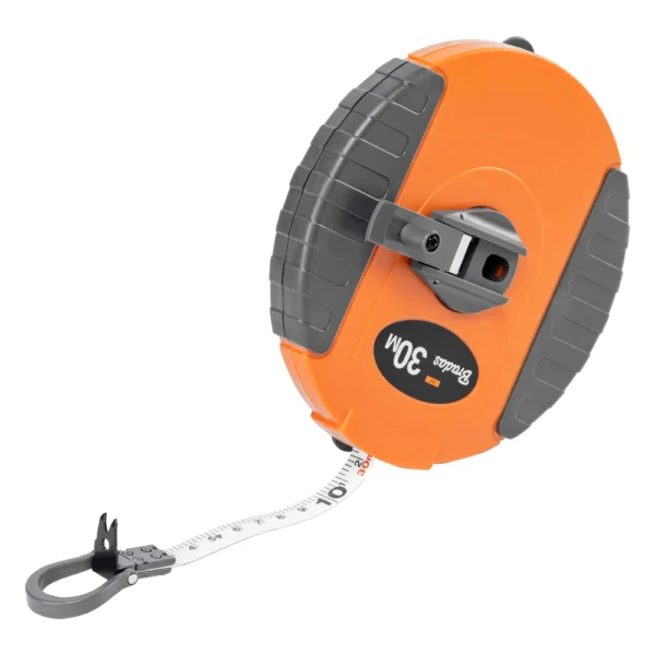 30m fibreglass coiled tape measure 13mm wide black/orange – home diy accessory uk