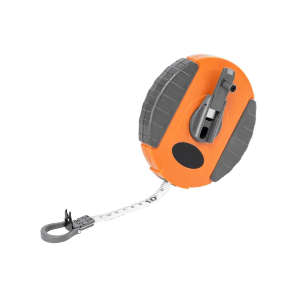 30m fibreglass coiled tape measure 13mm wide black/orange – home diy accessory uk
