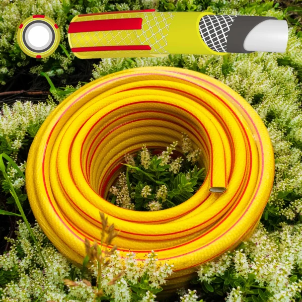 Premium garden hose 6-layer 1/2 inch pipe yellow 50m – kink-free heavy duty garden hose pipe uk