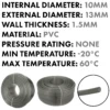 Grey semi-transparent pvc pipe 10mm*13mm, 1m – heavy duty pipe & hose fitting uk