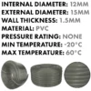 Grey semi-transparent pvc pipe 12mm*15mm, 1m – heavy duty pipe & hose fitting uk