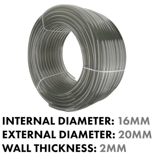 Grey semi-transparent pvc pipe 16mm*20mm, 1m – heavy duty pipe & hose fitting uk
