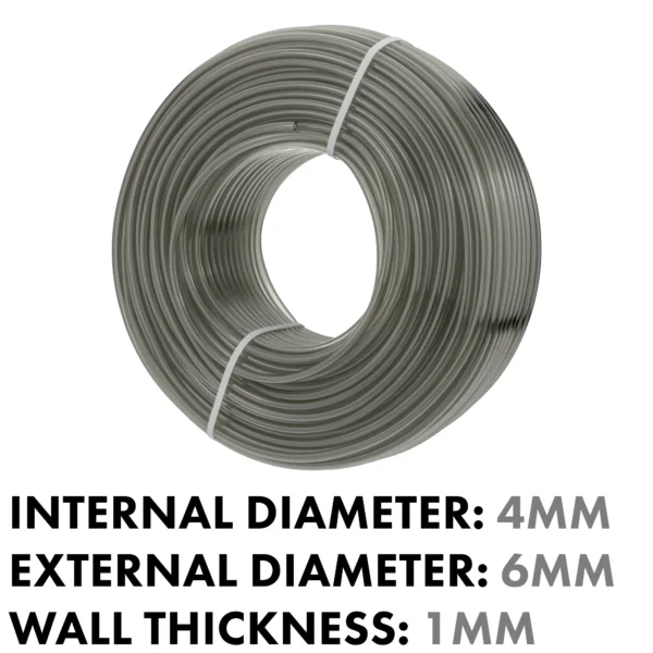 Grey semi-transparent pvc pipe 4mm×6mm, 1m – heavy duty pipe & hose fitting uk