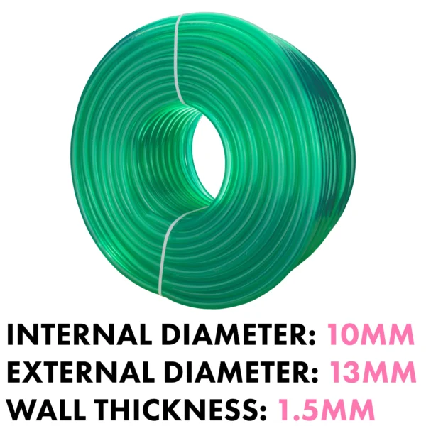 Green semi-transparent pvc pipe 10mm*13mm, 1m – heavy duty pipe & hose fitting uk