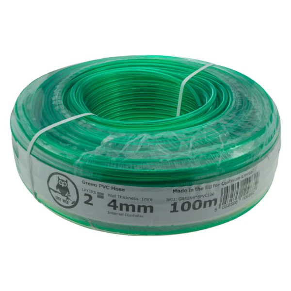 Green semi-transparent pvc pipe 4mm x 6mm, 1m – heavy duty pipe & hose fitting uk