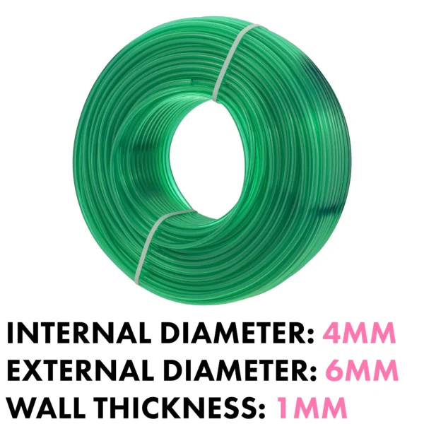 Green semi-transparent pvc pipe 4mm x 6mm, 1m – heavy duty pipe & hose fitting uk