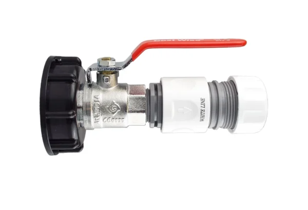 Ibc 2 inch s60x6 cap with 3/4 inch bsp lever valve and max flo hose – home diy accessory uk