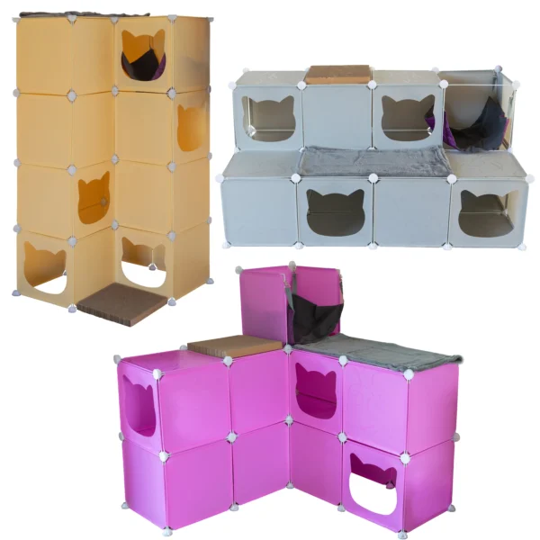 Kitty cubby cat cube play tower maxi in cream – premium pet accessory for dogs & cats uk