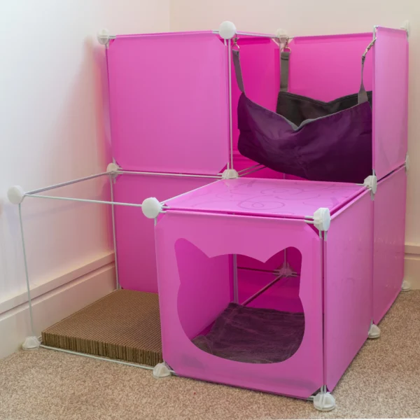 Kitty cubby cat cube play tower midi in cream – premium pet accessory for dogs & cats uk