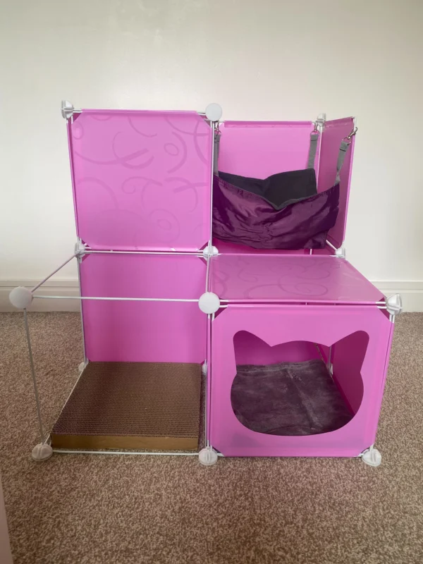 Kitty cubby cat cube play tower midi in cream – premium pet accessory for dogs & cats uk