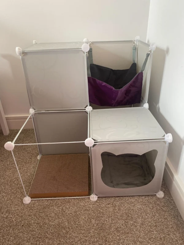 Kitty cubby cat cube play tower midi in cream – premium pet accessory for dogs & cats uk