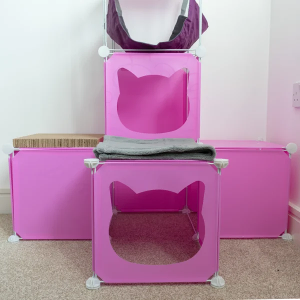 Kitty cubby cat cube play tower midi in cream – premium pet accessory for dogs & cats uk