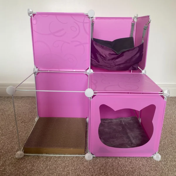Kitty cubby cat cube play tower midi in cream – premium pet accessory for dogs & cats uk