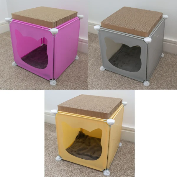 Gray kitty cubby cat cube play house mini – premium pet accessory for dogs & cats uk