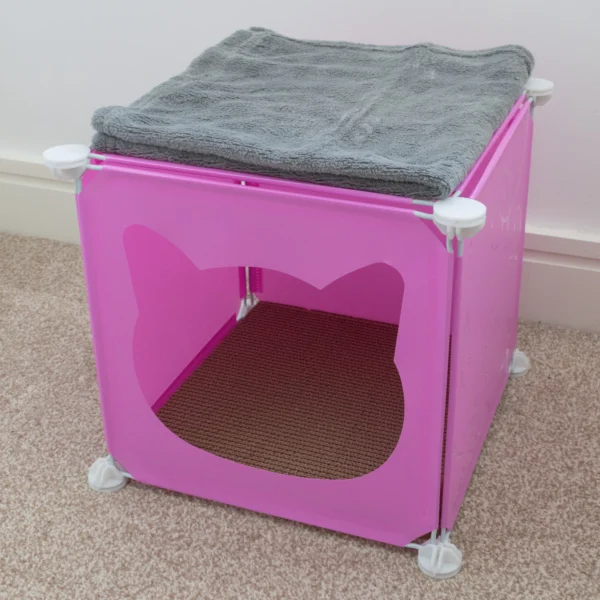 Gray kitty cubby cat cube play house mini – premium pet accessory for dogs & cats uk