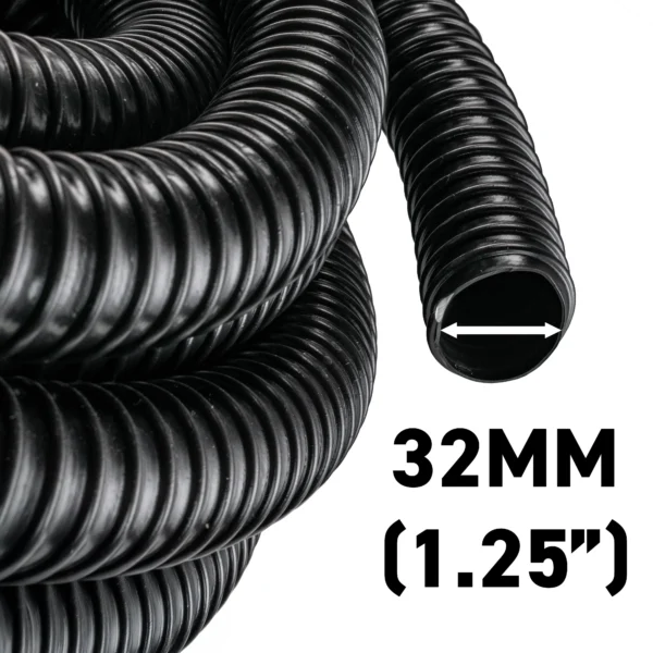 Corrugated pipe 1. 25 inch (32mm) 30m with 2 x double wire clips set – heavy duty pipe & hose fitting uk