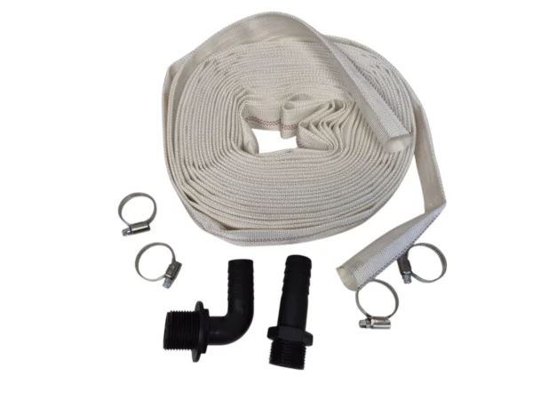Lay flat set f – 2 inch 30m heavy duty pipe & hose fitting with 4x hose clips and male thread connector with elbow uk