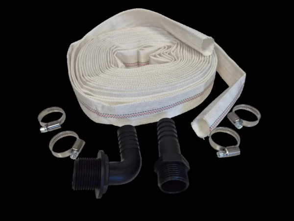 Lay flat set f – 2 inch 30m heavy duty pipe & hose fitting with 4x hose clips and male thread connector with elbow uk