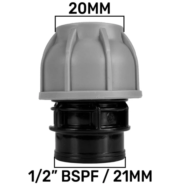 Mdpe straight joiner 20mm - 1/2" bspf – heavy duty pipe & hose fitting uk