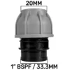 Mdpe straight joiner 20mm - 1" bspf – heavy duty pipe & hose fitting uk