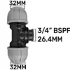 Mdpe tee 32mm - 3/4" bspf - 32mm – heavy duty pipe & hose fitting uk