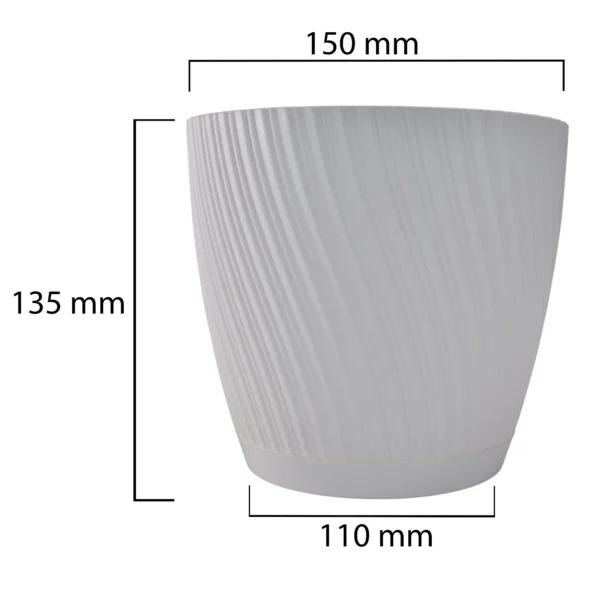 Mika pot with saucer 150mm white