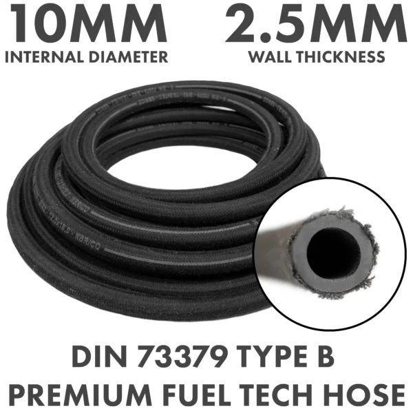 Rubber reinforced with a heat resistant textile braid – heavy duty pipe & hose fitting uk, 10mm x 1m