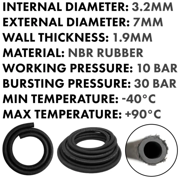 Rubber reinforced with a heat resistant textile braid, 3mm, 1m – heavy duty pipe & hose fitting uk
